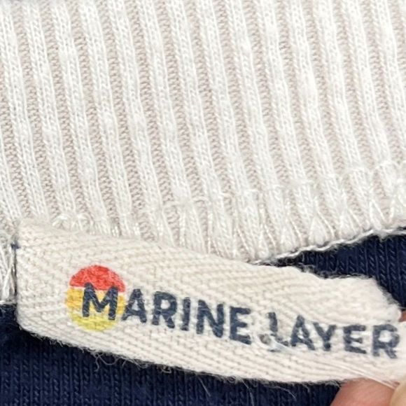 Marine Layer Women's Size Small Blue and White Sweater Triangle - Picture 5 of 12